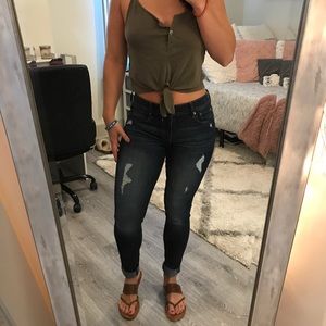 Express Mid-waisted Dark Wash Jeans/Jeggings